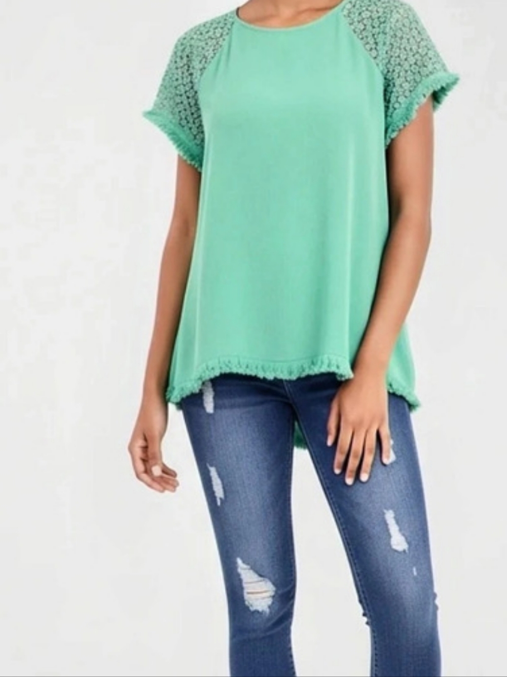 Women's Short Sleeve Top in Green